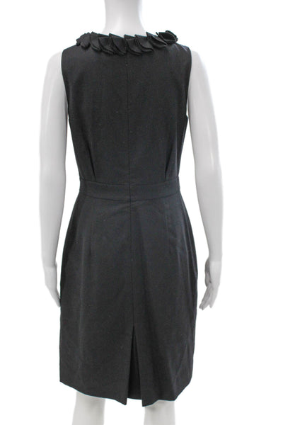 J Crew Women Sheath Dress Gray Wool Sleeveless Zip Round Neck Size 4