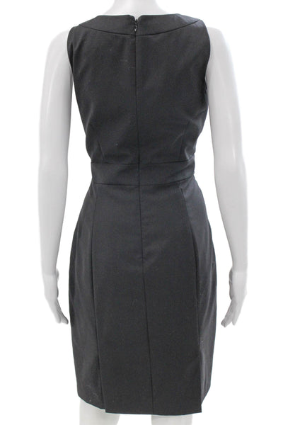 J Crew Women Sheath Dress Black Wool Square Neck Sleeveless Zip Size 6