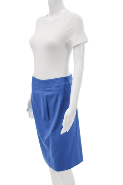 J Crew Women Straight Pencil Skirt Blue Wool Zip Knee Length Size 8