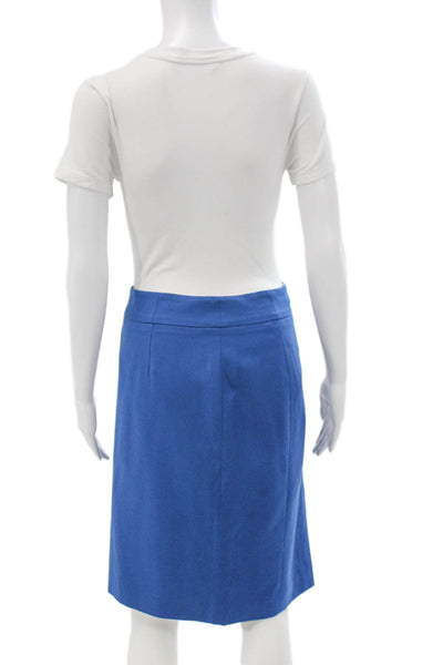 J Crew Women Straight Pencil Skirt Blue Wool Zip Knee Length Size 8