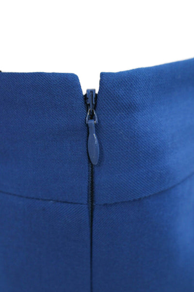 J Crew Women Straight Pencil Skirt Blue Wool Zip Knee Length Size 8