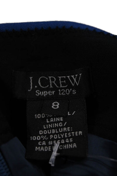 J Crew Women Straight Pencil Skirt Blue Wool Zip Knee Length Size 8