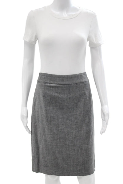 J Crew Womens Gray Wool Straight Pencil Skirt Zip Solid Fall Size 8