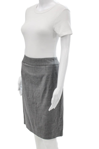 J Crew Womens Gray Wool Straight Pencil Skirt Zip Solid Fall Size 8