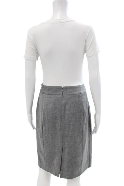 J Crew Womens Gray Wool Straight Pencil Skirt Zip Solid Fall Size 8