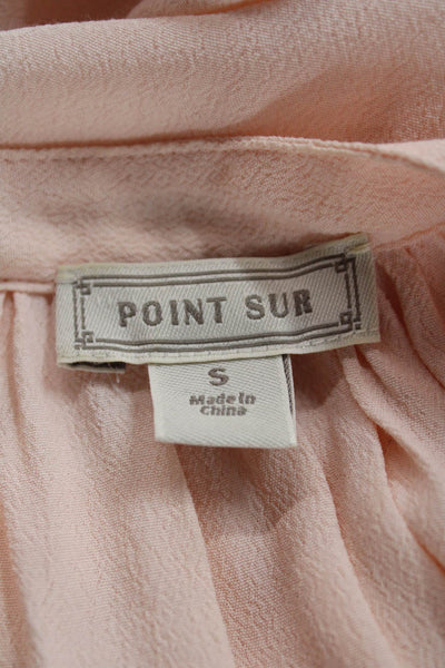 Point Sur Women Basic Pink Henley Short Sleeve Viscose Blouse Button Size S