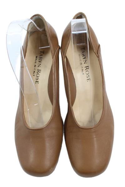 Taryn Rose Womens Leather Slide On Classic Pumps Beige Size 38 8 Medium
