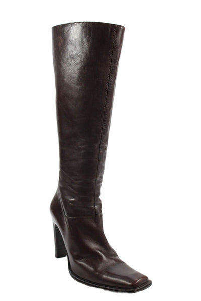Charles David Womens Leather Square Toe Knee High Boots Brown Size 40 10