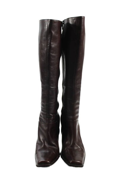 Charles David Womens Leather Square Toe Knee High Boots Brown Size 40 10