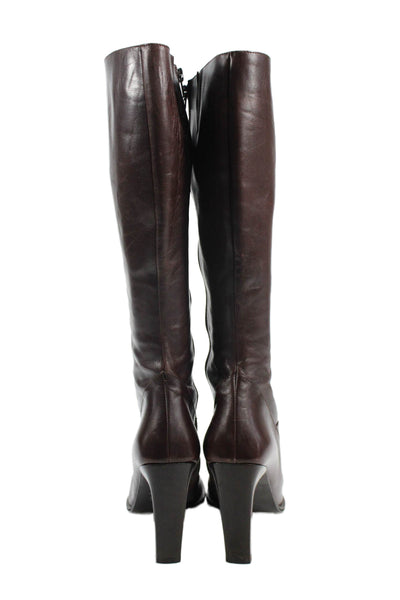 Charles David Womens Leather Square Toe Knee High Boots Brown Size 40 10
