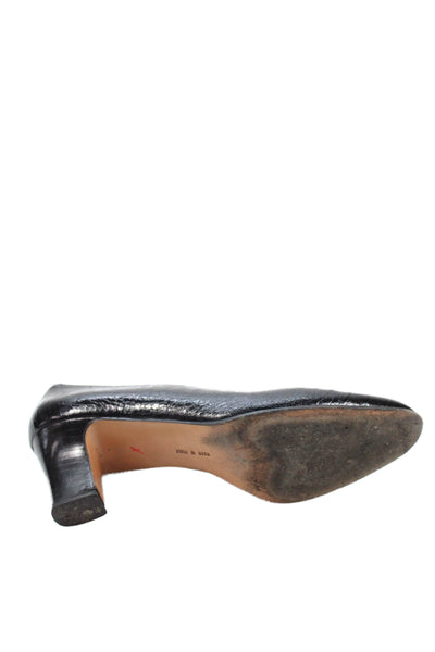 Salvatore Ferragamo Womens Crocodile Print Pumps Black Size 8.5 Extra Narrow