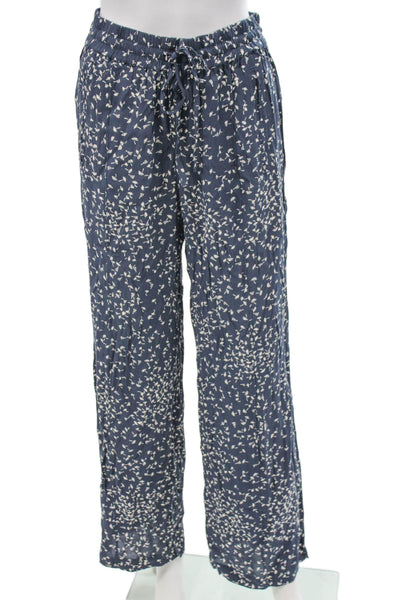 Ganni Womens Blue Floral Viscose Drawstring Pants Size 36
