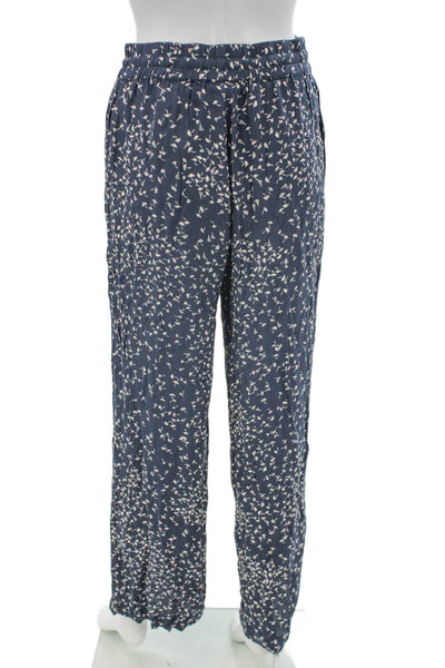 Ganni Womens Blue Floral Viscose Drawstring Pants Size 36