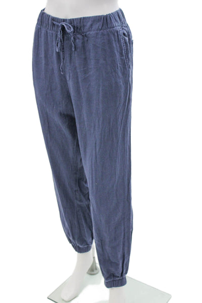 Saks Fifth Avenue Womens Linen Jogger Pants Blue Drawstring Size L