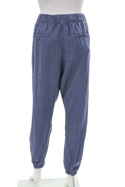 Saks Fifth Avenue Womens Linen Jogger Pants Blue Drawstring Size L
