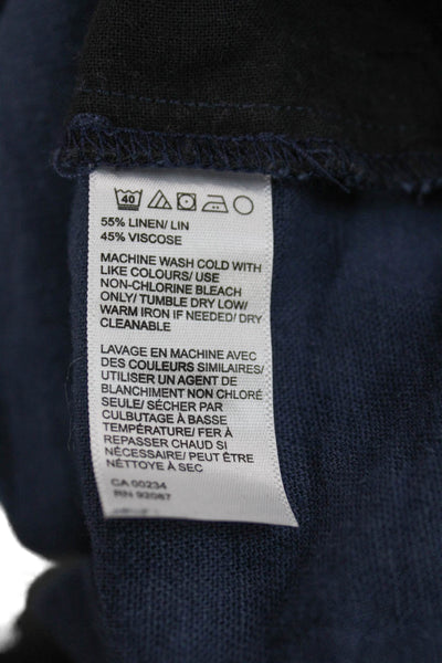 Saks Fifth Avenue Womens Linen Jogger Pants Blue Drawstring Size L