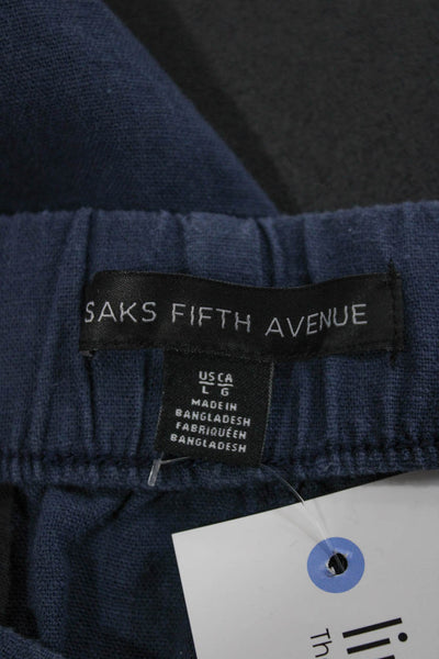 Saks Fifth Avenue Womens Linen Jogger Pants Blue Drawstring Size L
