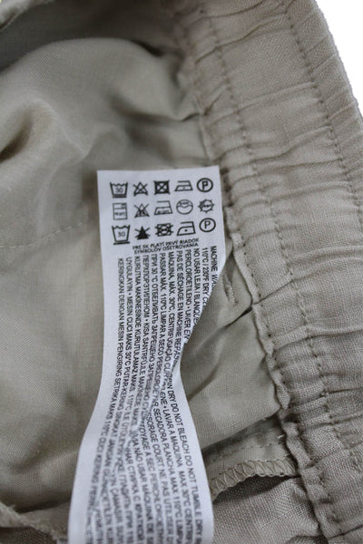 MNG Womens Cropped Linen Pants Beige Drawstring Inseam 25 Size M