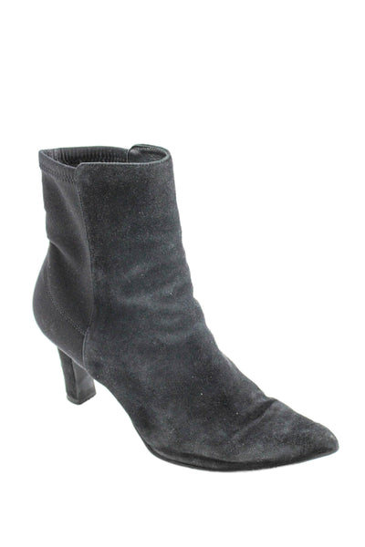 Stuart Weitzman Womens Suede Pointed Toe Ankle Boots Black Size 7