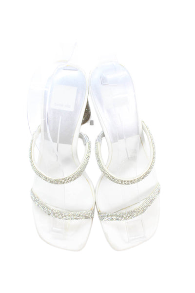 Dolce Vita Womens Embellished Slide On Sandals Heels White Size 7