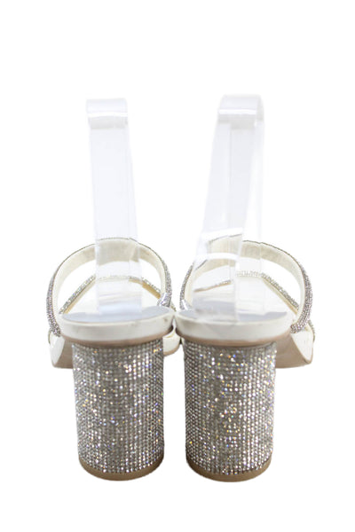 Dolce Vita Womens Embellished Slide On Sandals Heels White Size 7