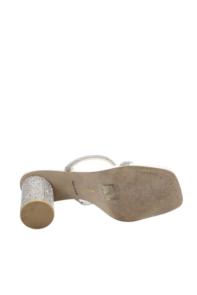 Dolce Vita Womens Embellished Slide On Sandals Heels White Size 7