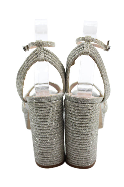 Steve Madden Womens Sparkly Ankle Strap Heels Silver Size 7M