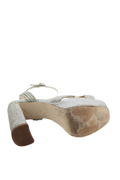 Steve Madden Womens Sparkly Ankle Strap Heels Silver Size 7M