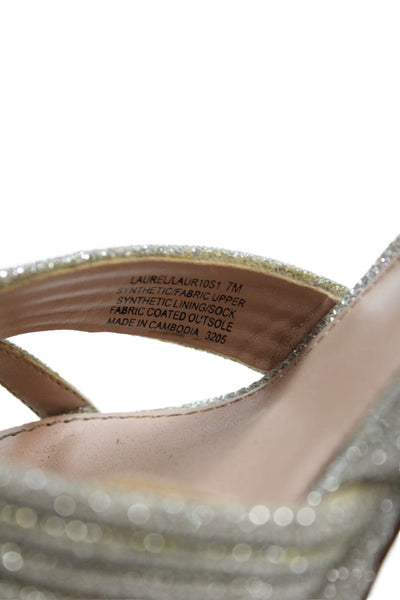 Steve Madden Womens Sparkly Ankle Strap Heels Silver Size 7M