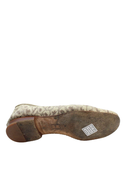 Stubbs & Wootton Womens Animal Print Slip On Loafers Beige Size 7