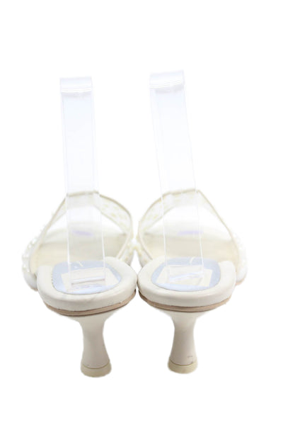 Dolce Vita Womens Pearl Detail Slide On Sandals Mules White Size 7