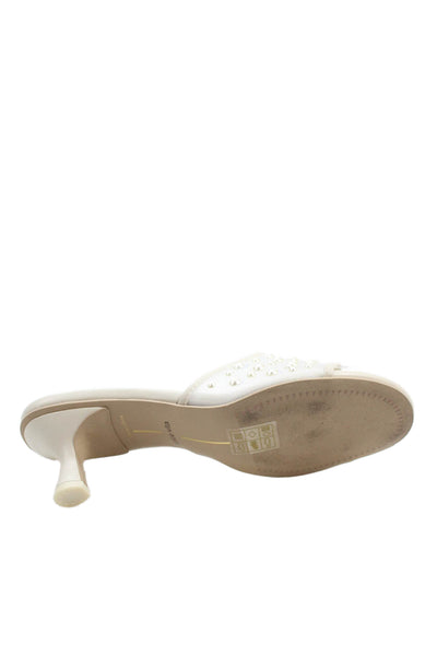 Dolce Vita Womens Pearl Detail Slide On Sandals Mules White Size 7