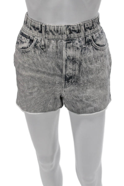 Rag & Bone Women Cut-Off Cotton Shorts Gray Button Closure Size M