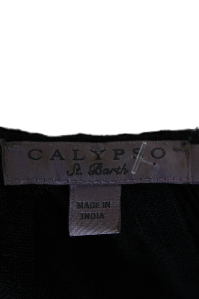Calypso Saint Barth Women Linen Scoop Neck Tunic Blouse Gray 3/4 Sleeve Size S