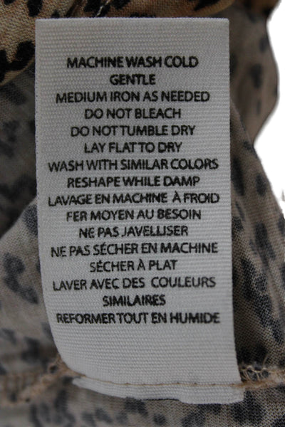 Ulla Johnson Womens Animal Print T Shirt Beige Long Sleeve Size S