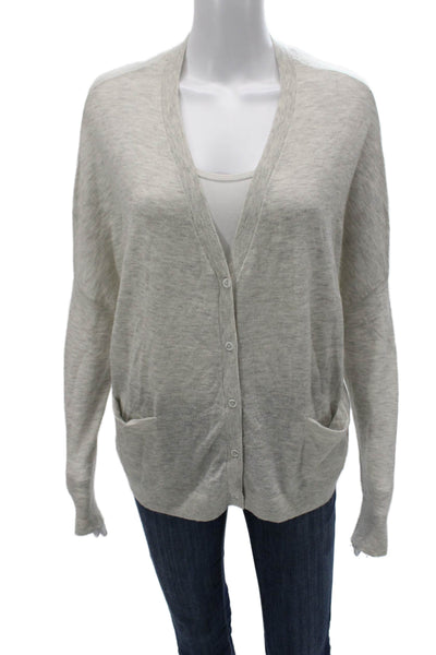 Reiss Womens Gray V-Neck Wool Alpaca Cardigan Long Sleeve Size M