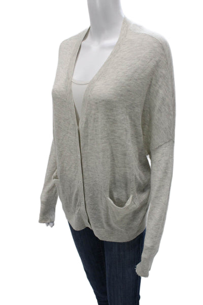 Reiss Womens Gray V-Neck Wool Alpaca Cardigan Long Sleeve Size M