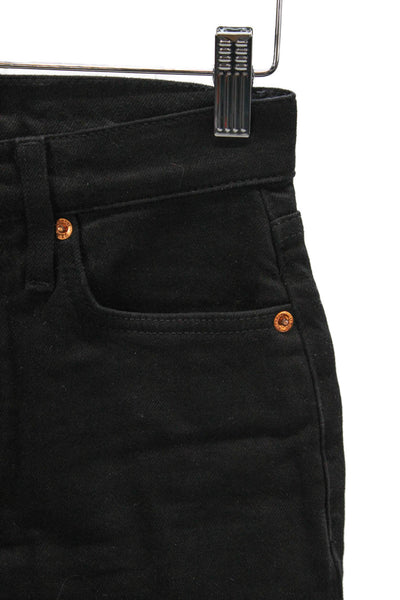 Re/Done Women High Waist Cropped Black Jeans Cotton Blend Button Size 25
