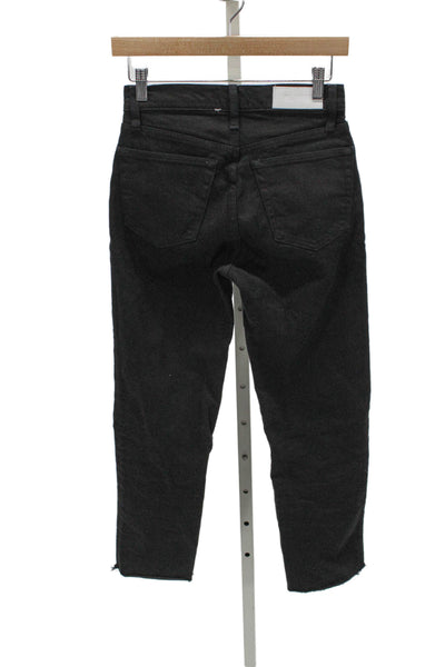 Re/Done Women High Waist Cropped Black Jeans Cotton Blend Button Size 25