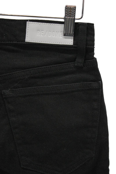 Re/Done Women High Waist Cropped Black Jeans Cotton Blend Button Size 25
