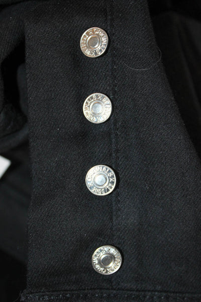Re/Done Women High Waist Cropped Black Jeans Cotton Blend Button Size 25