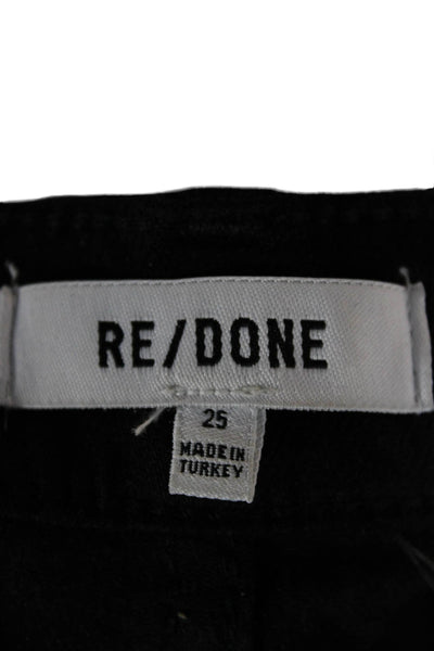 Re/Done Women High Waist Cropped Black Jeans Cotton Blend Button Size 25