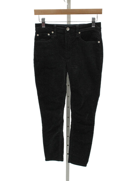 Rag & Bone Womens Skinny Pants Black Cotton Button Inseam 25 Size 25