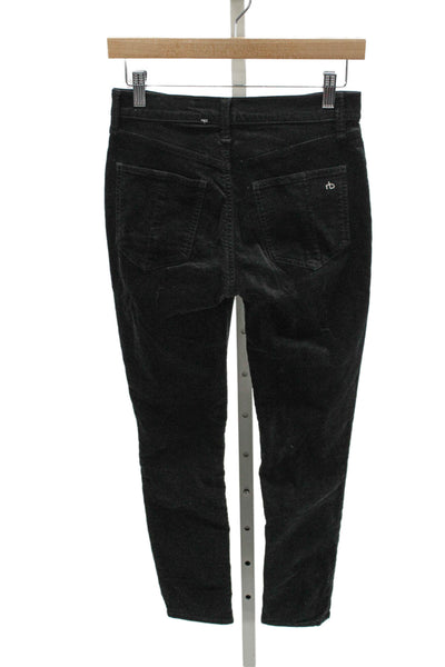 Rag & Bone Womens Skinny Pants Black Cotton Button Inseam 25 Size 25