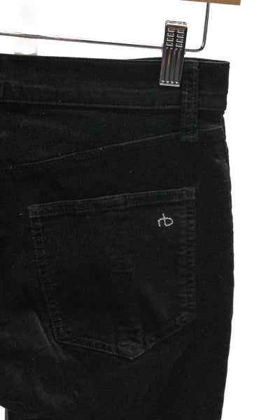 Rag & Bone Womens Skinny Pants Black Cotton Button Inseam 25 Size 25