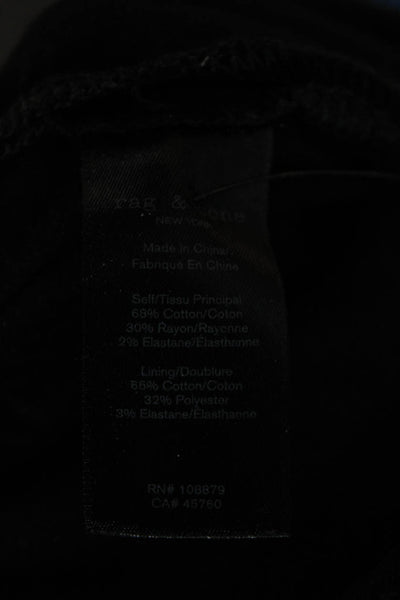 Rag & Bone Womens Skinny Pants Black Cotton Button Inseam 25 Size 25