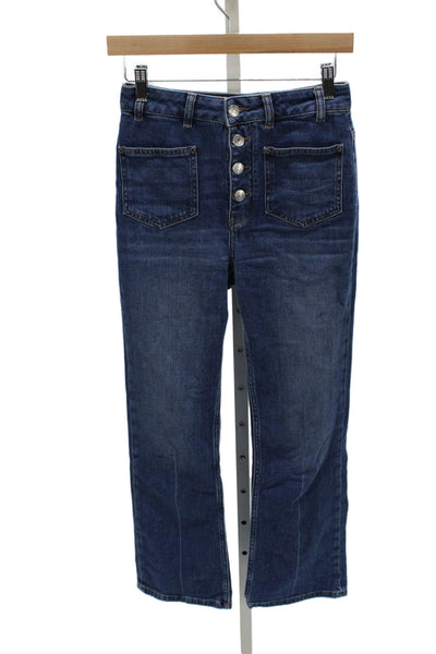 Maje Womens Straight Jeans High Waist Blue Cotton Inseam 27 Size 36