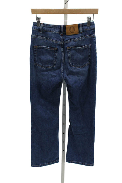 Maje Womens Straight Jeans High Waist Blue Cotton Inseam 27 Size 36