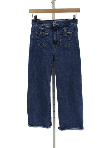 Veronica Beard Womens Wide Leg Jeans Blue Mid Rise Size 25
