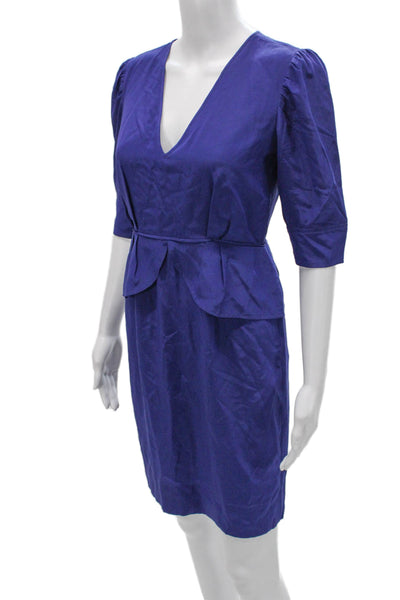 Stella McCartney Women Pencil Dress Blue V Neck 3/4 Sleeve Zip Short Size S